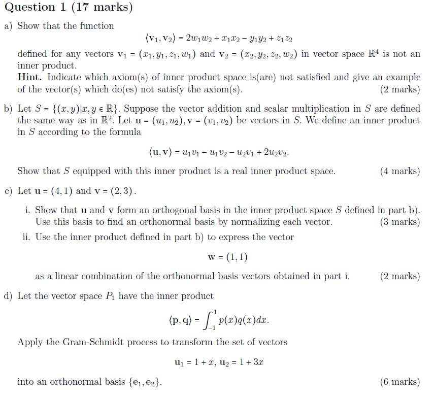 Question 1 (17 marks) a) Show that the function