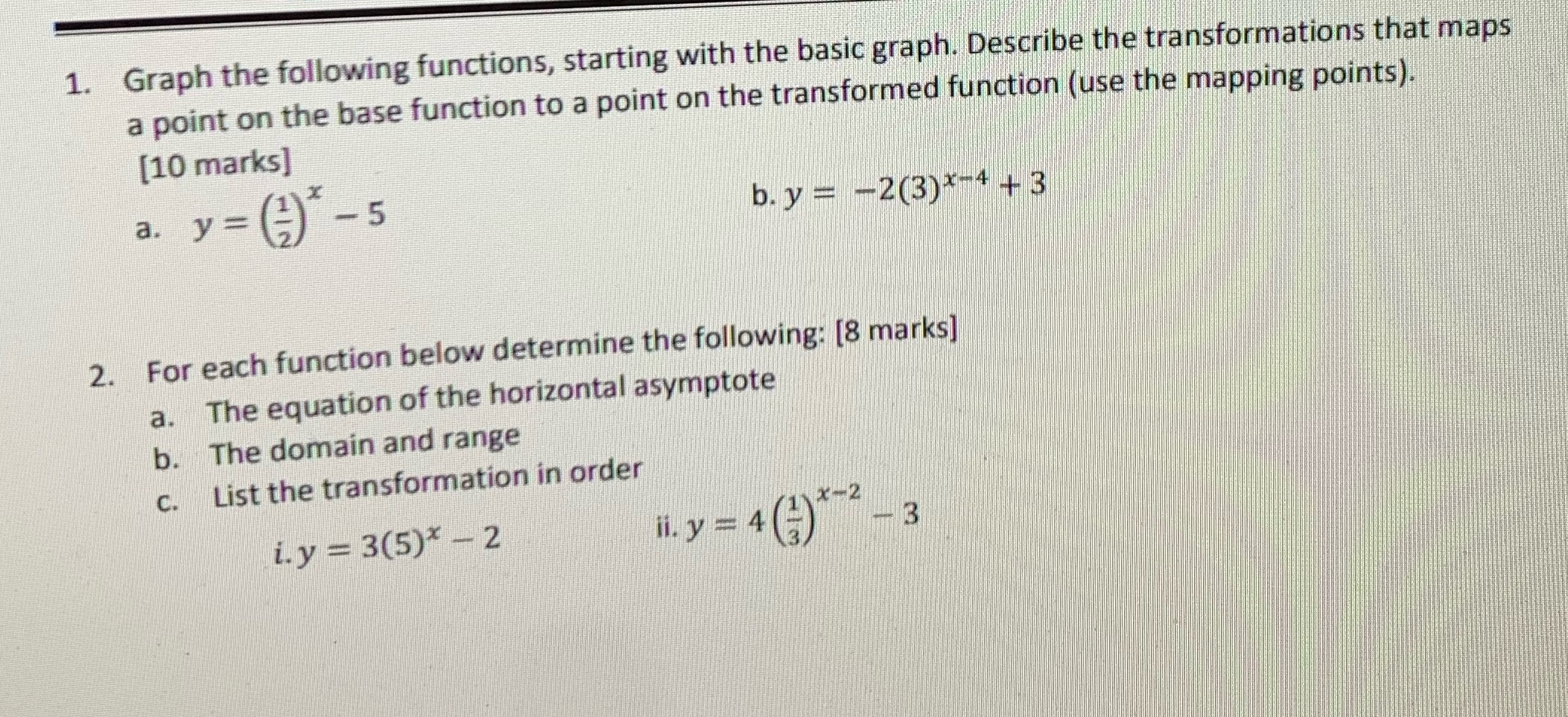 Please show the steps to answer questions 1 and