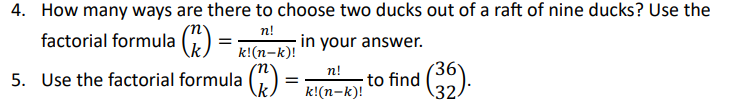 4. How many ways are there to choose two ducks