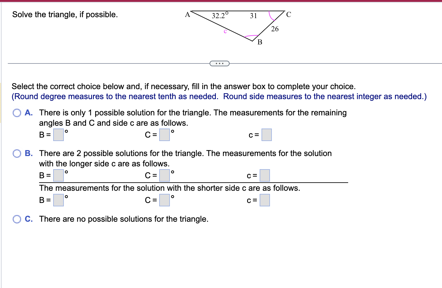 Find the area of the triangle. B = 139.2 , a =