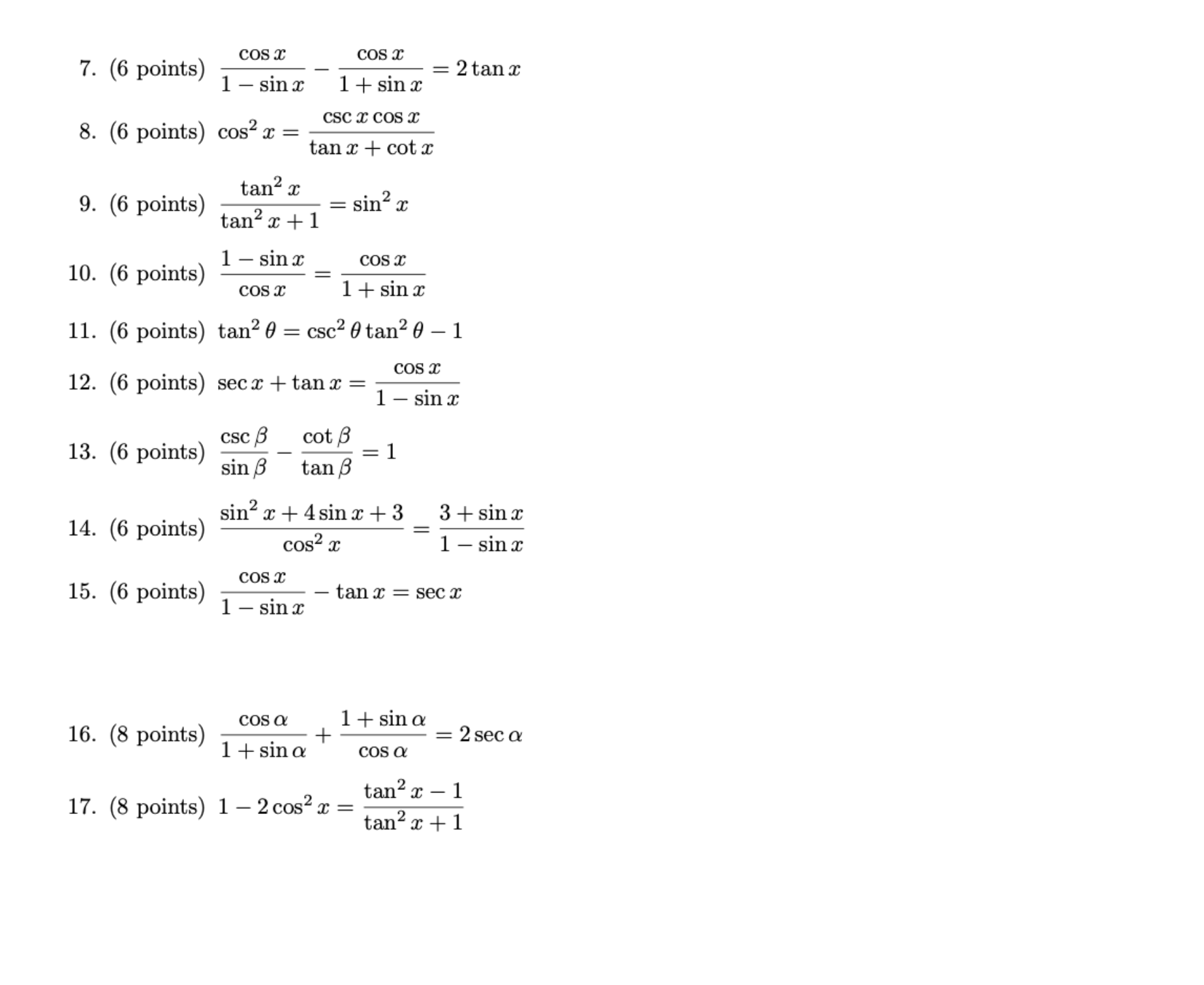 I need help solving the following COS X cos x 7.