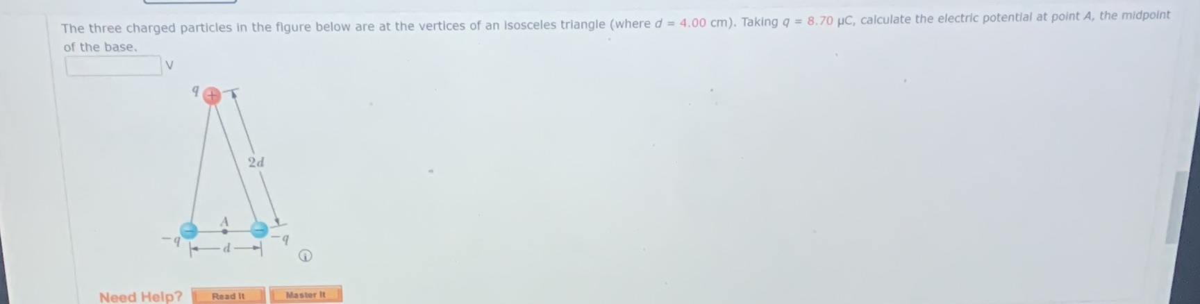 The three charged particles in the figure below