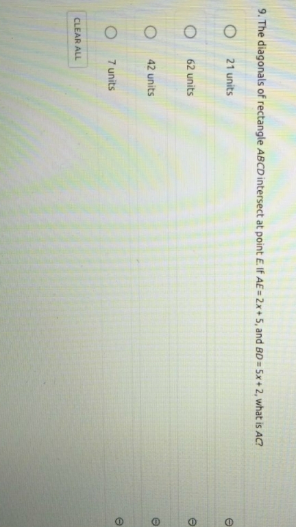 it's geometry 9. The diagonals of rectangle ABCD