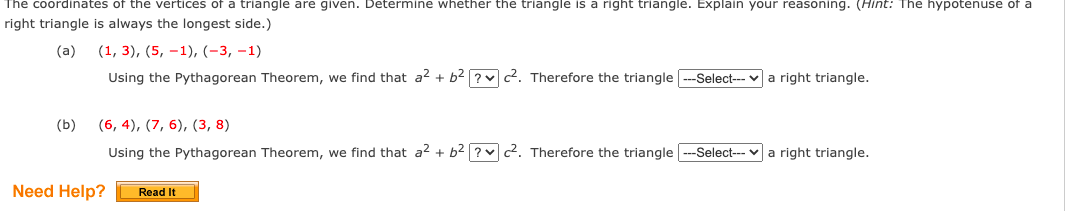 The coordinates of the vertices of a triangle are