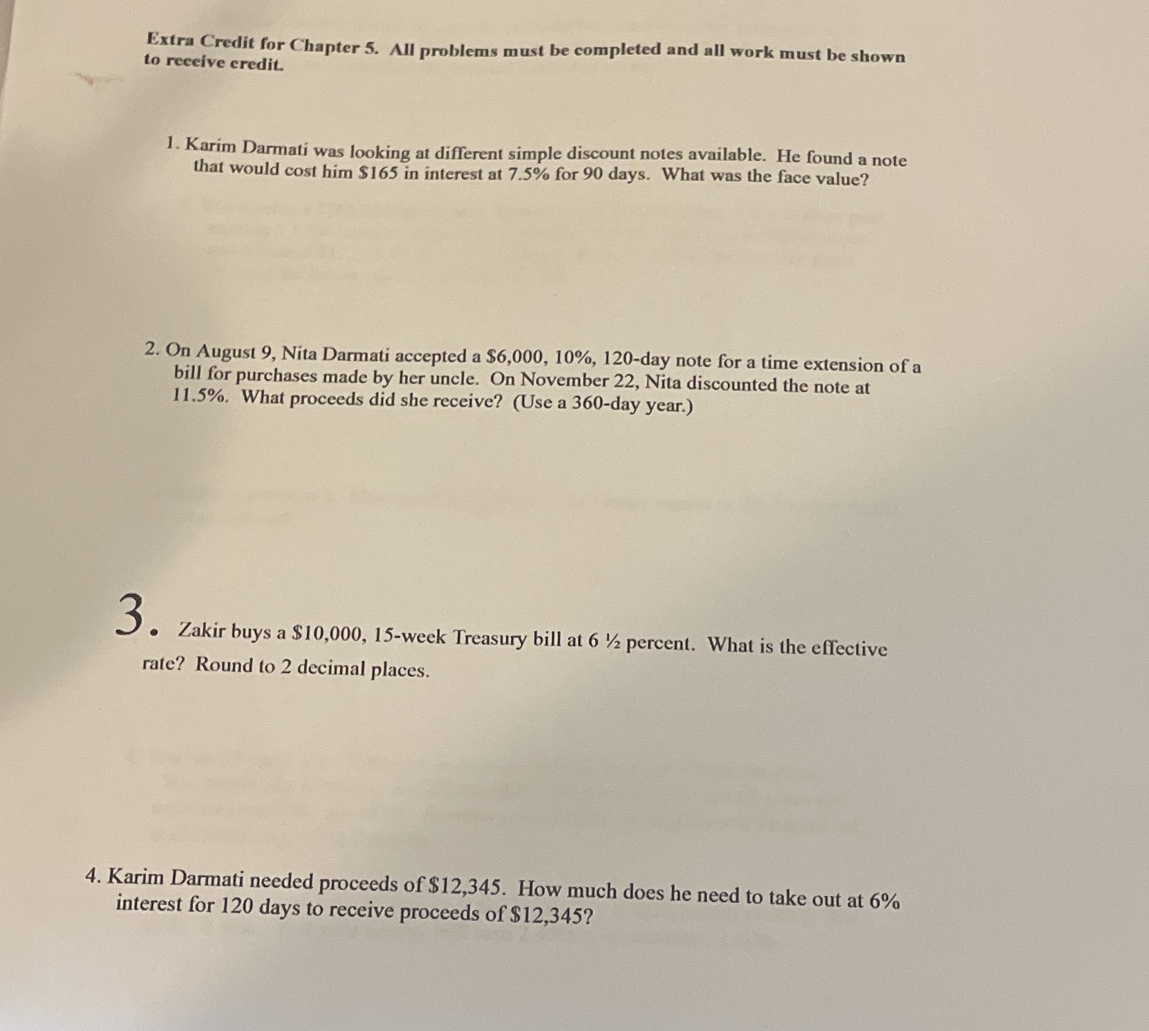 Please answer all questions and show work Extra