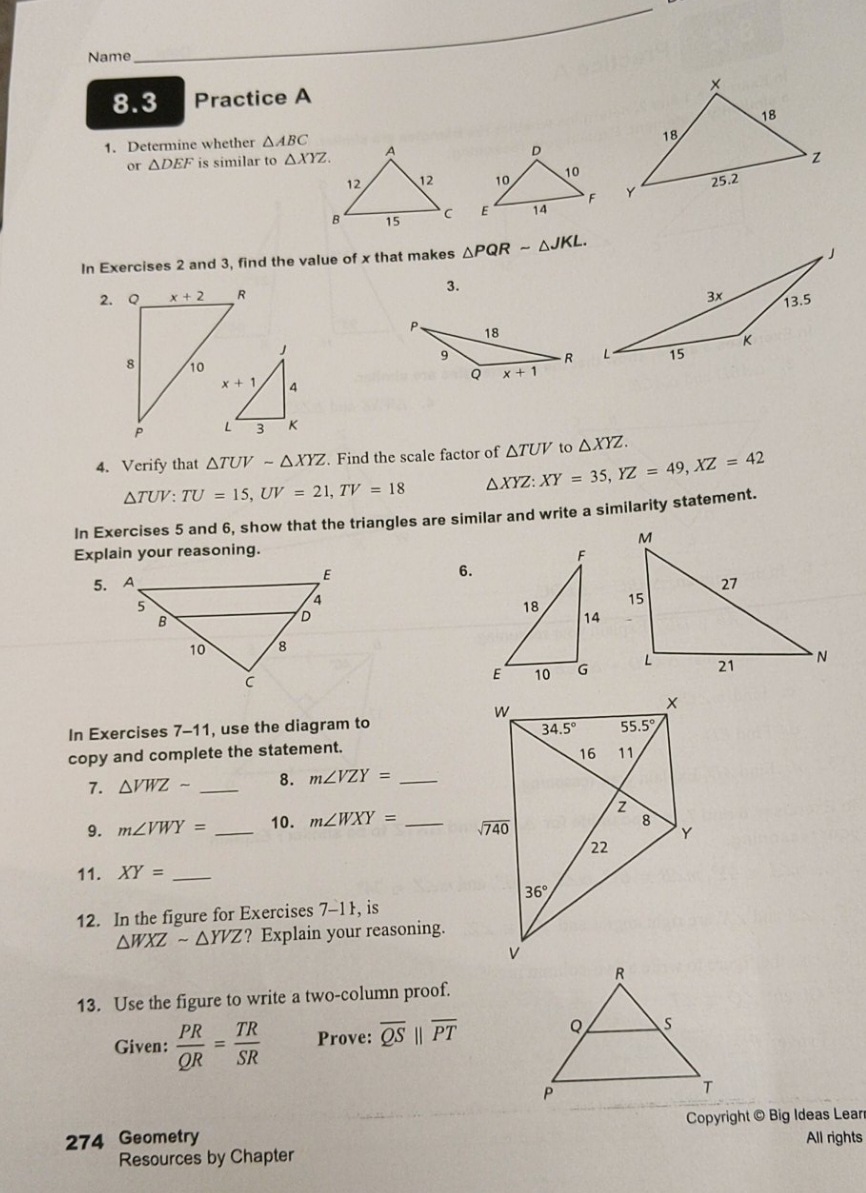 please help with 5-13 Name 8.3 Practice A 1.