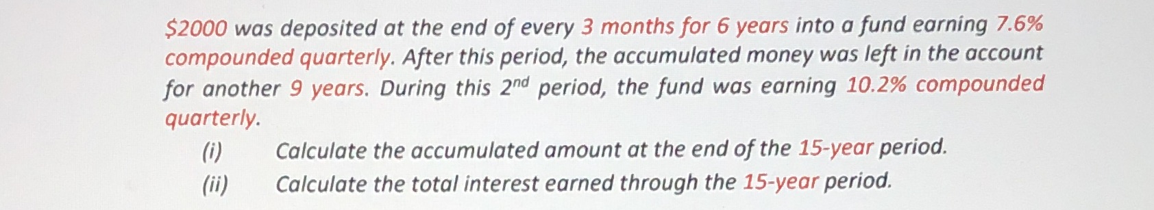 $2000 was deposited at the end of every 3 months