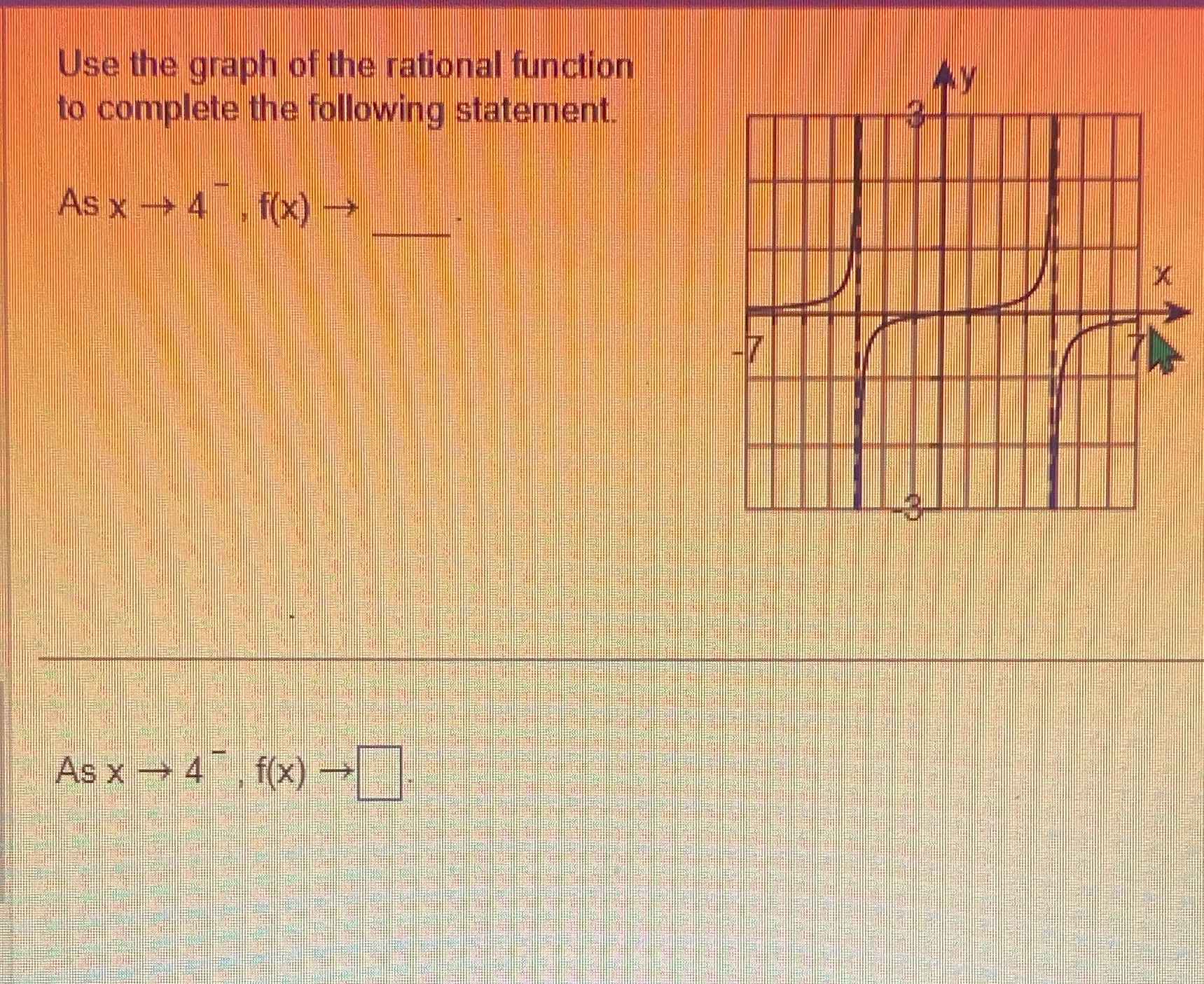use graph of the rational function to complete