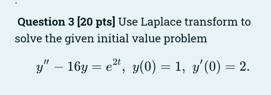Ordinary Differential Equations Question 3 [20
