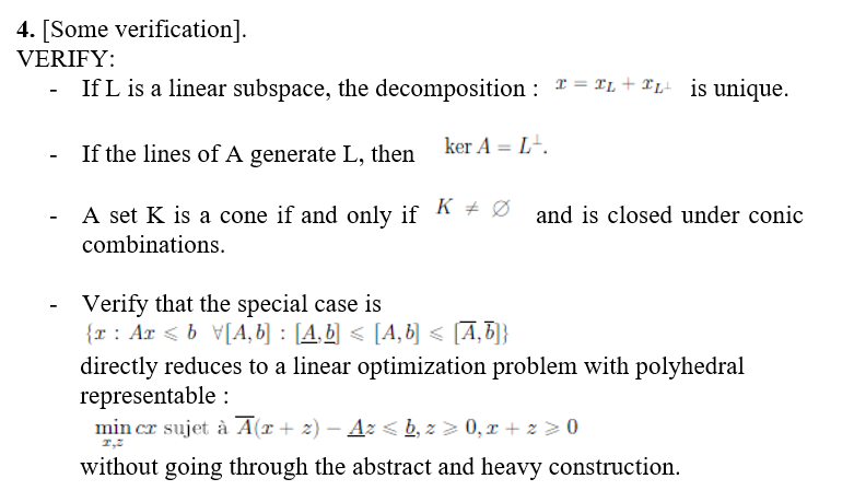 4- [Some verication]. VERIFY: - If L is a linear