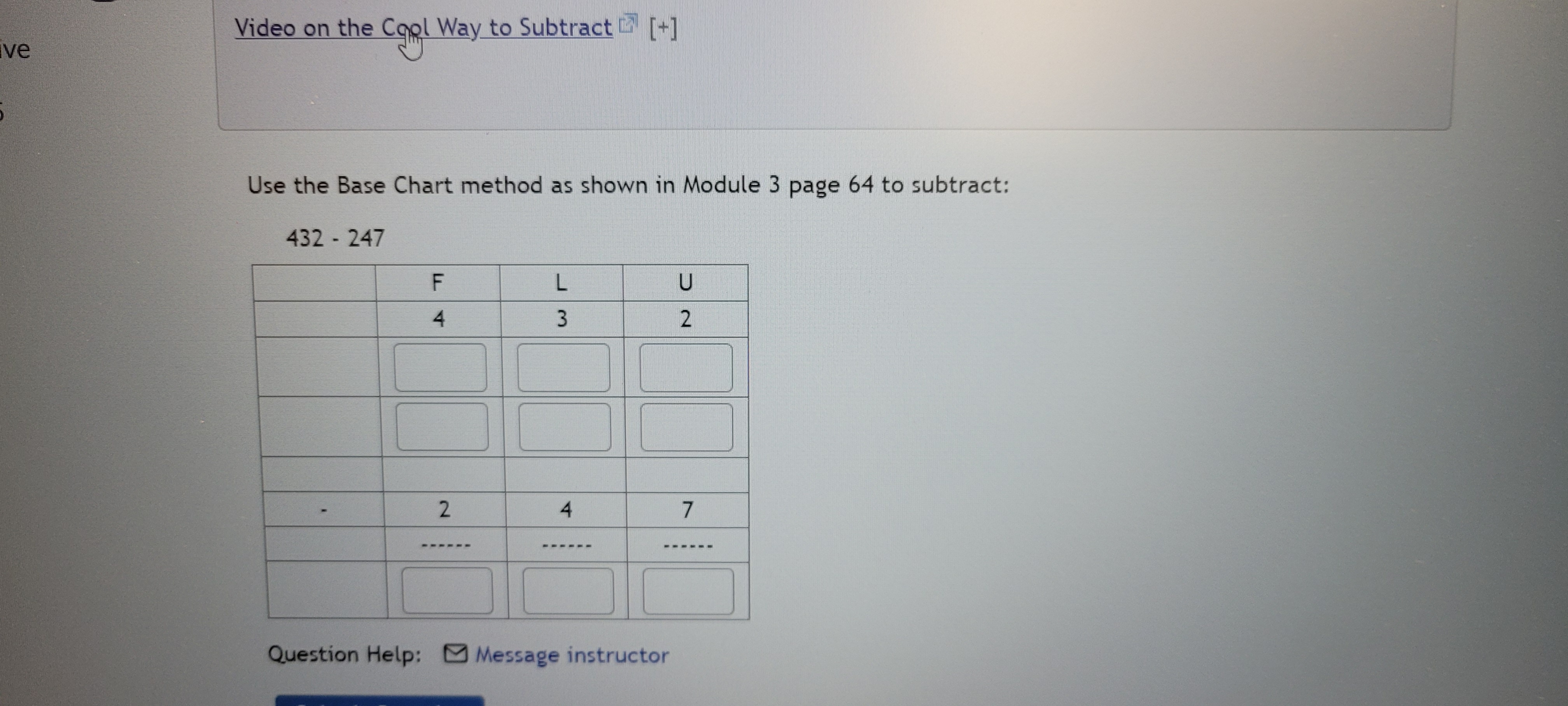 Find the answer to the following subtraction