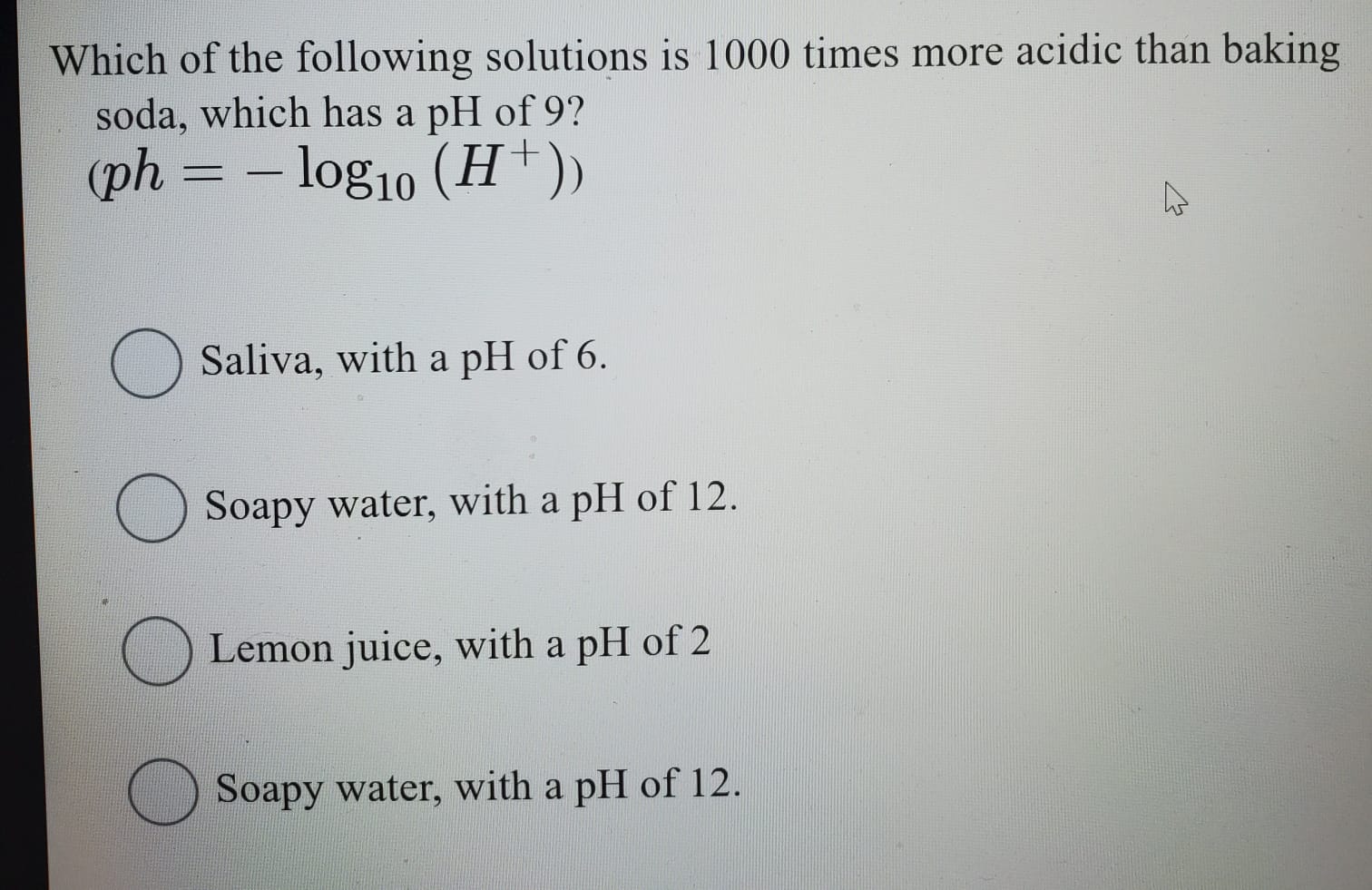 Which of the following solutions is 1000 times