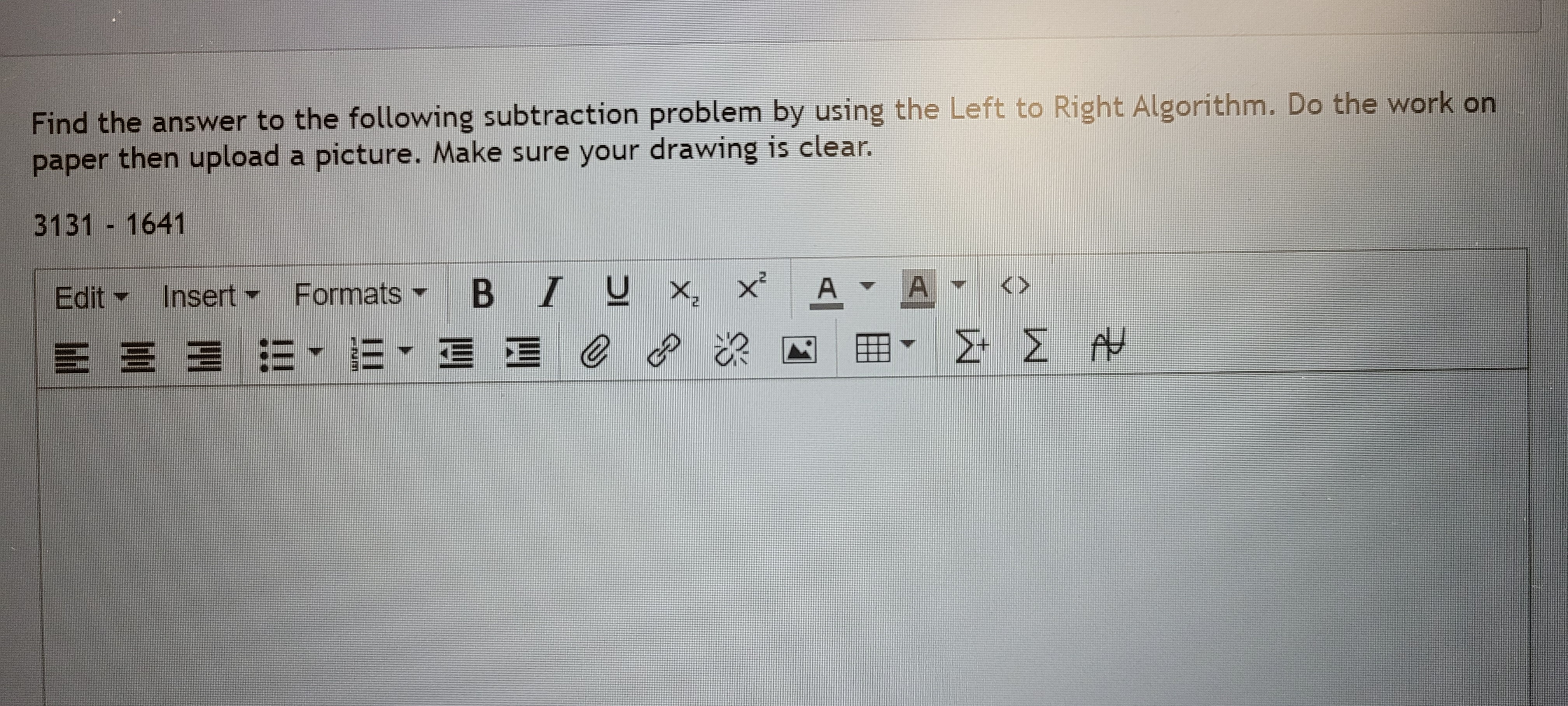 Find the answer to the following subtraction