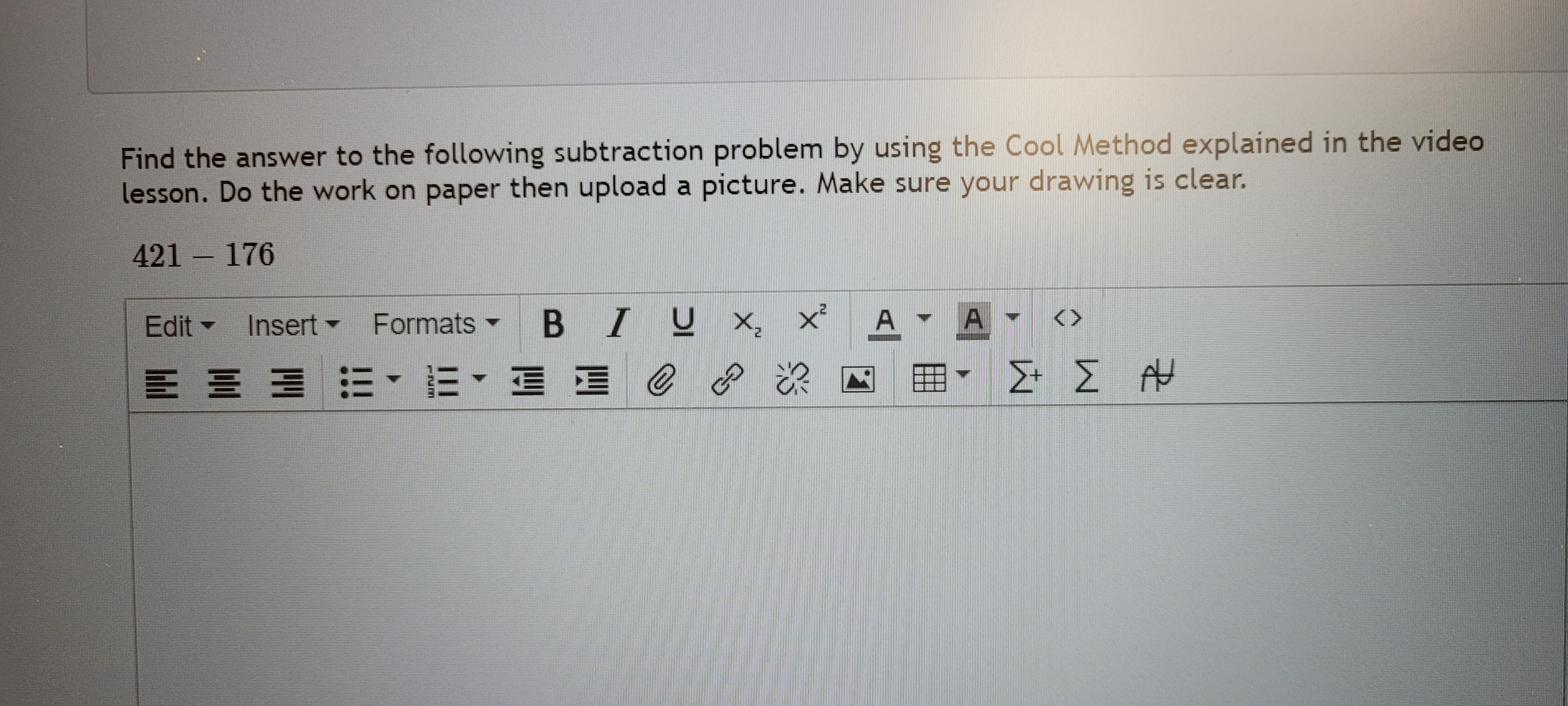 Find the answer to the following subtraction