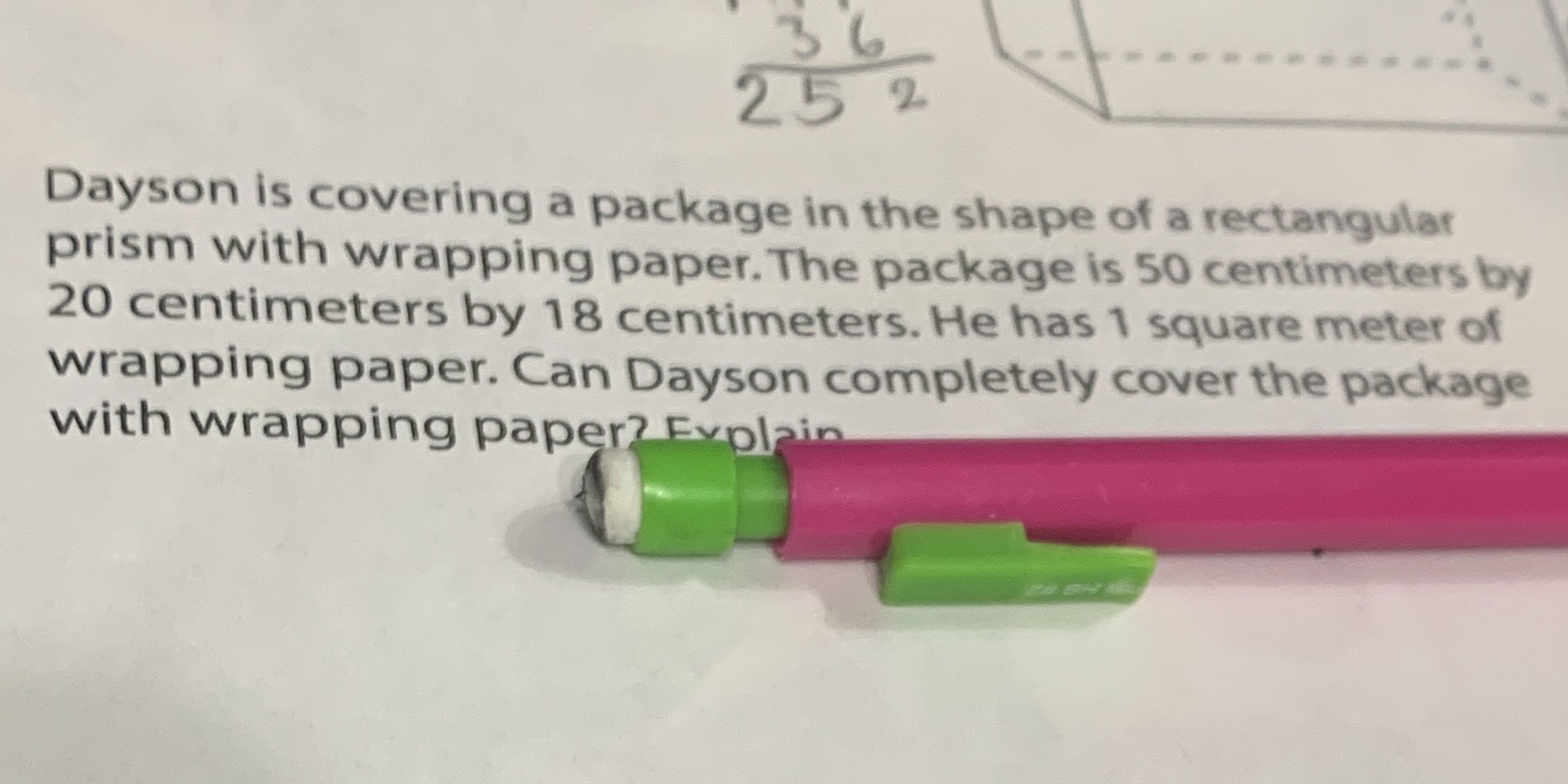 3 6 25 2 Dayson is covering a package in the
