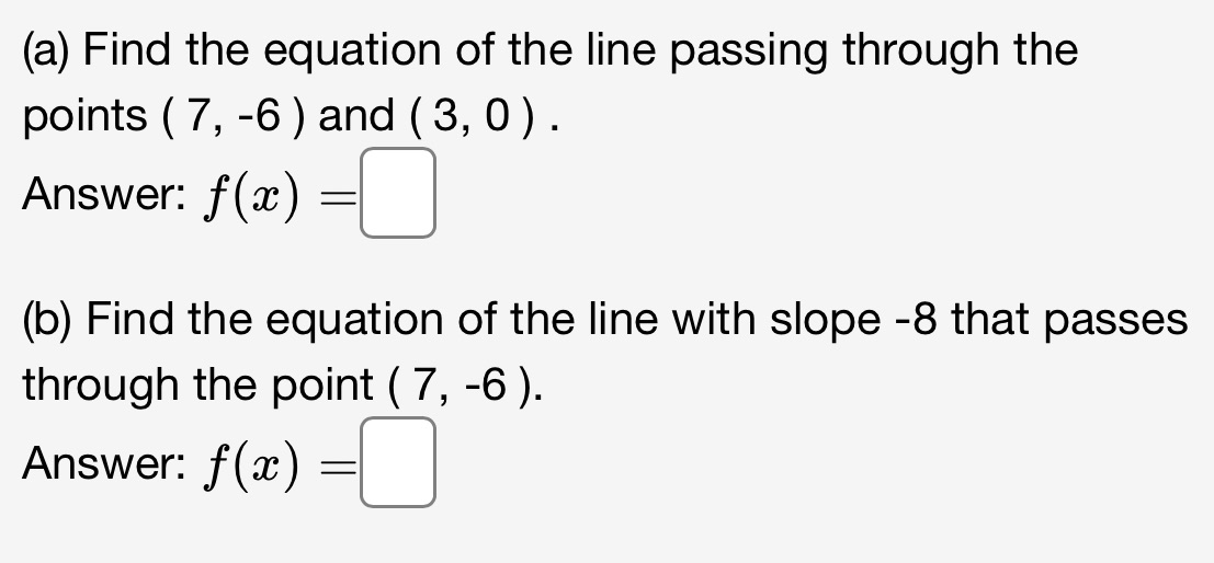 (a) Find the equation of the line passing through