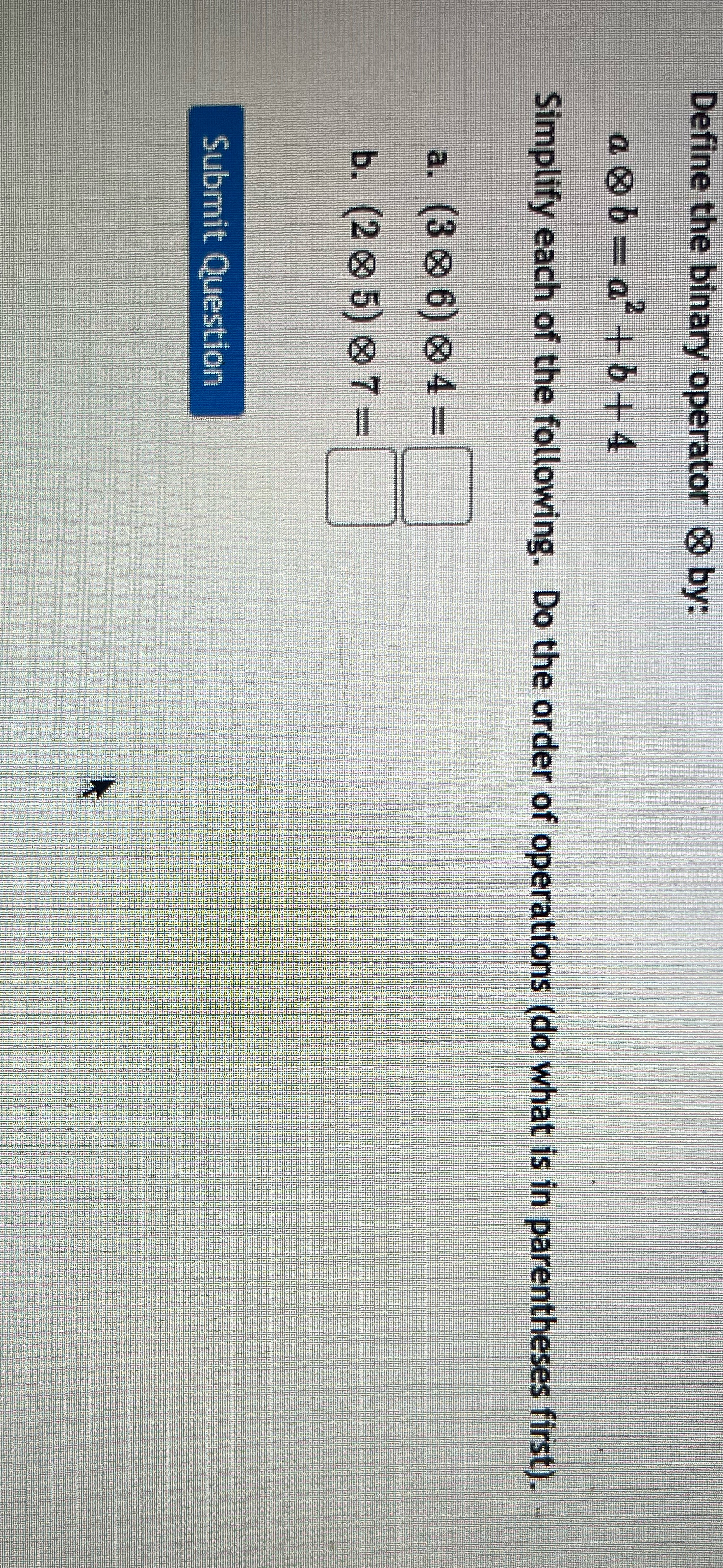 Define the binary operator @ by: ab -a- +b+4