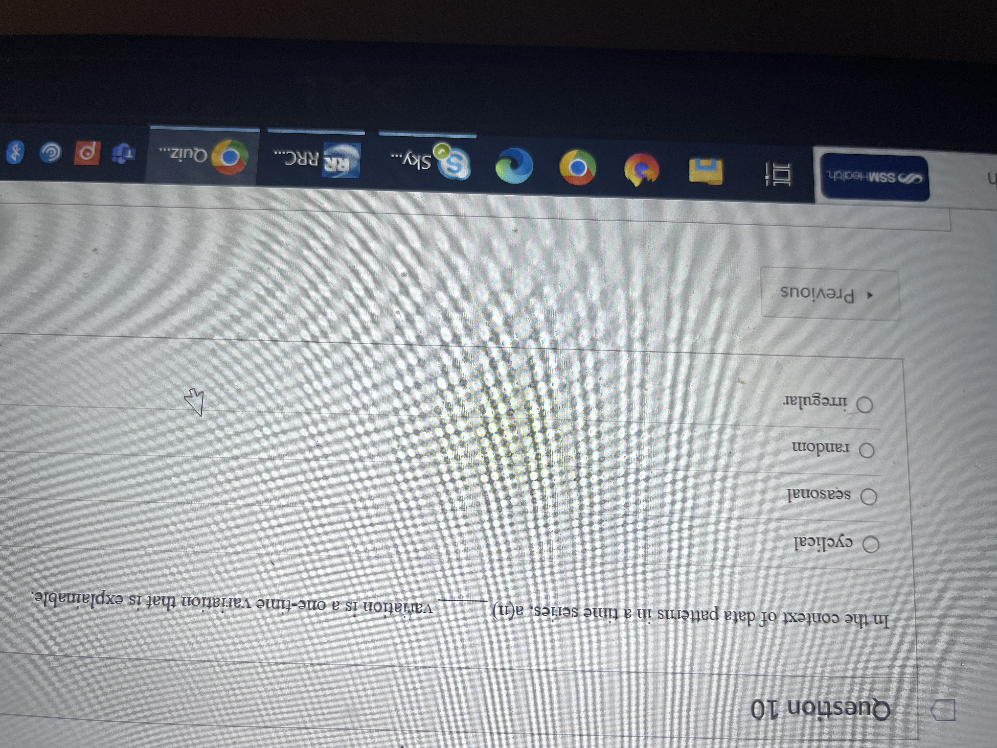 Question 10 In the context of data patterns in a