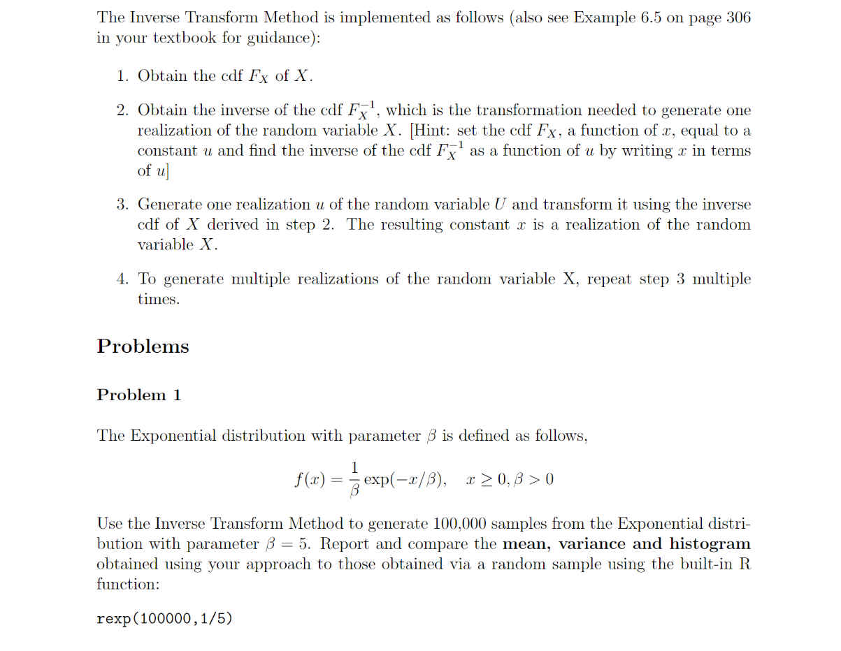 rThe Inverse Transform Method is implemented as