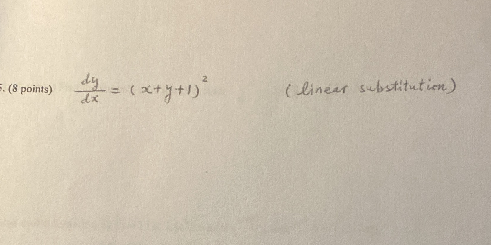 Please solve the following DE, show complete