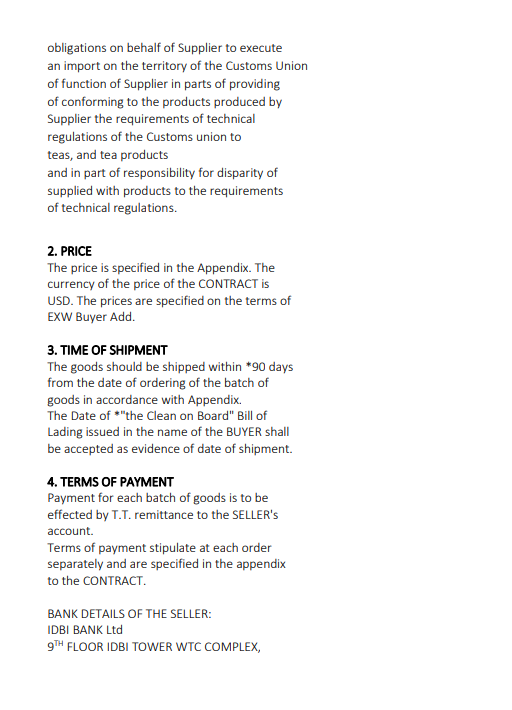 CONTRACT NO. CA-IN-001 CHAIZUP BEVERAGES LLP,