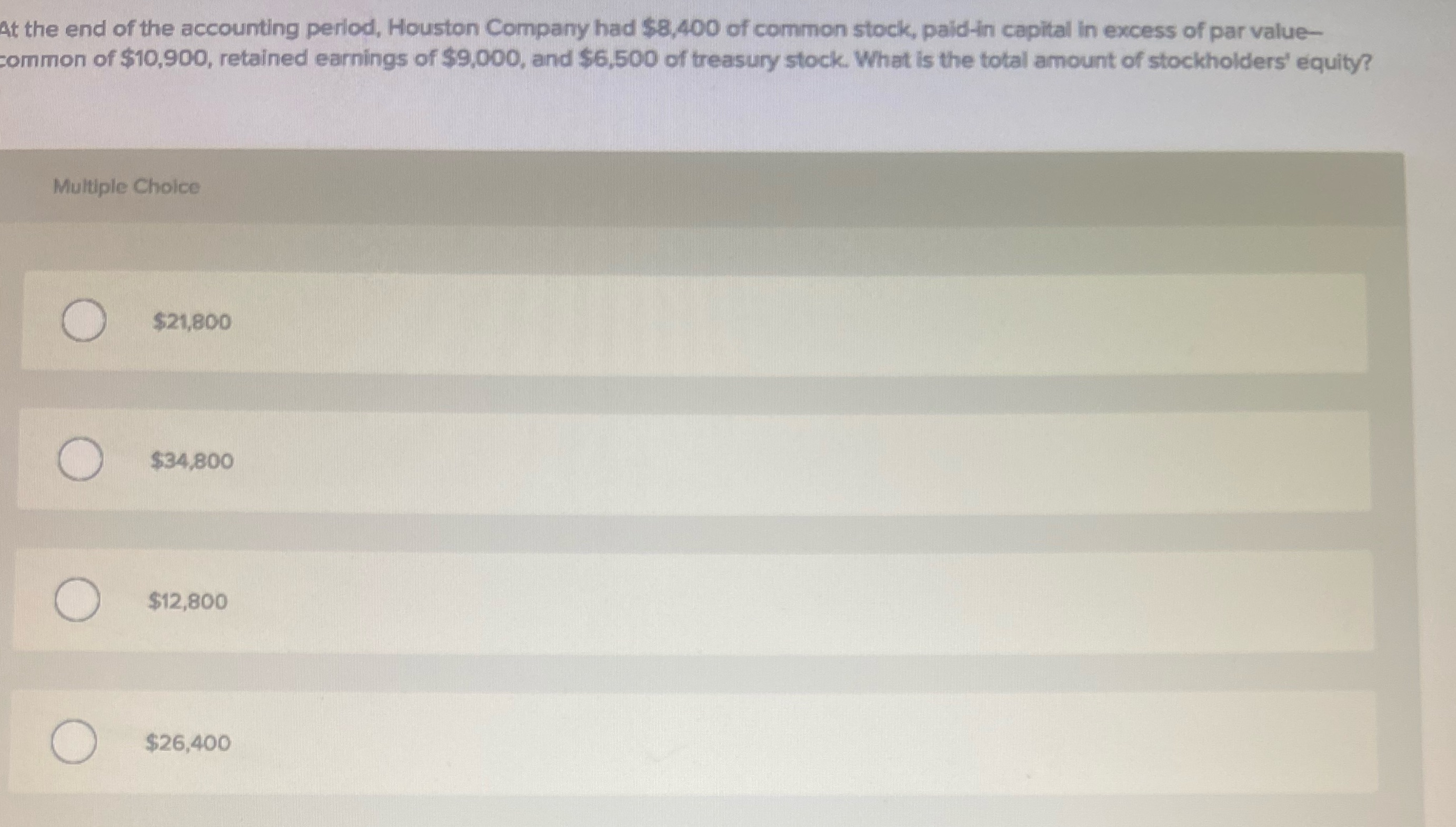 At the end of the accounting perlod, Houston