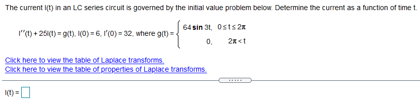 The current I(t) in an LC series circuit is