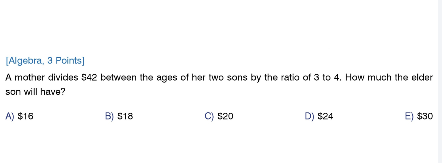 1. [Algebra, 3 Points] A mother divides $42