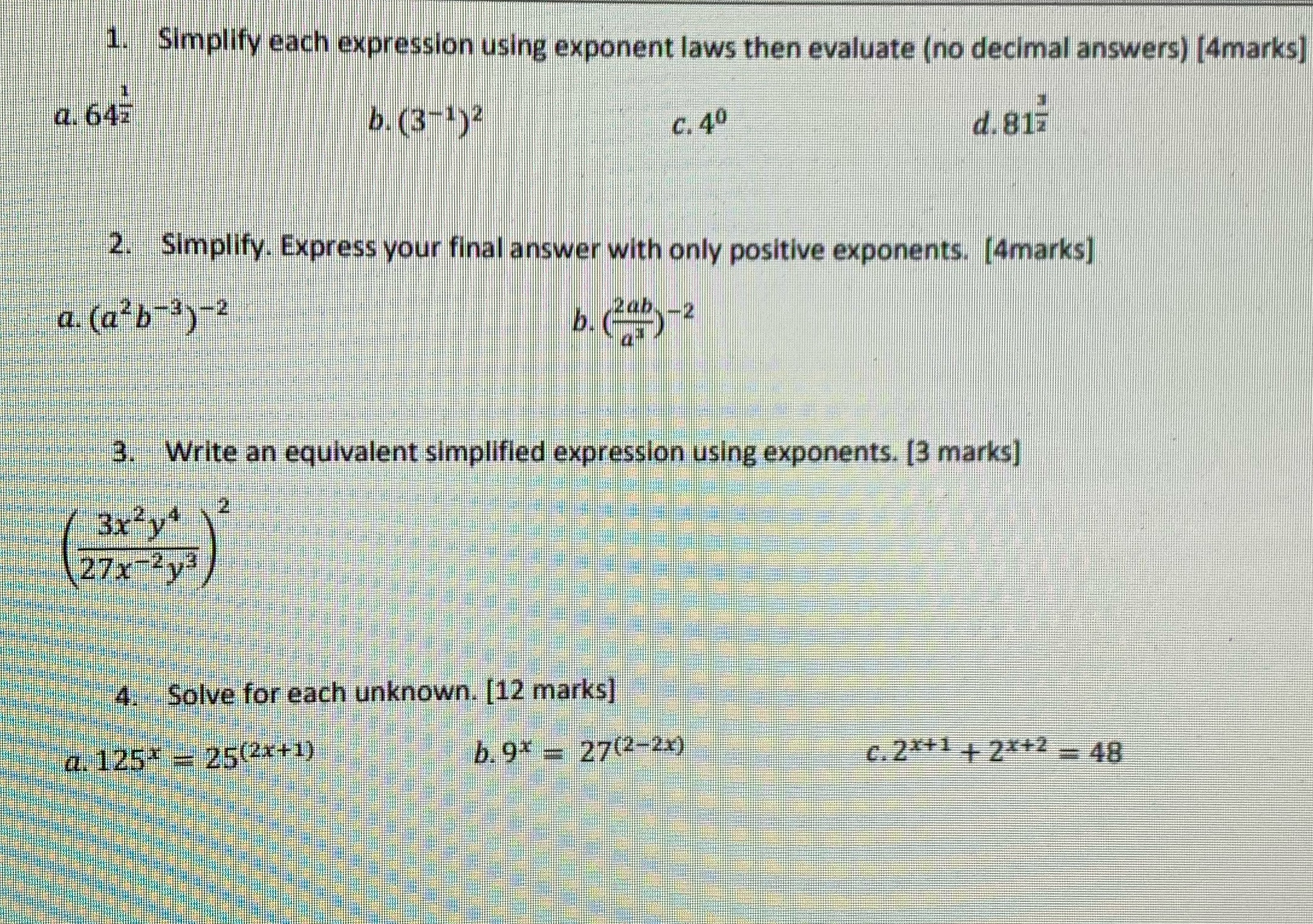 Please show the steps to answer question 1,2,3