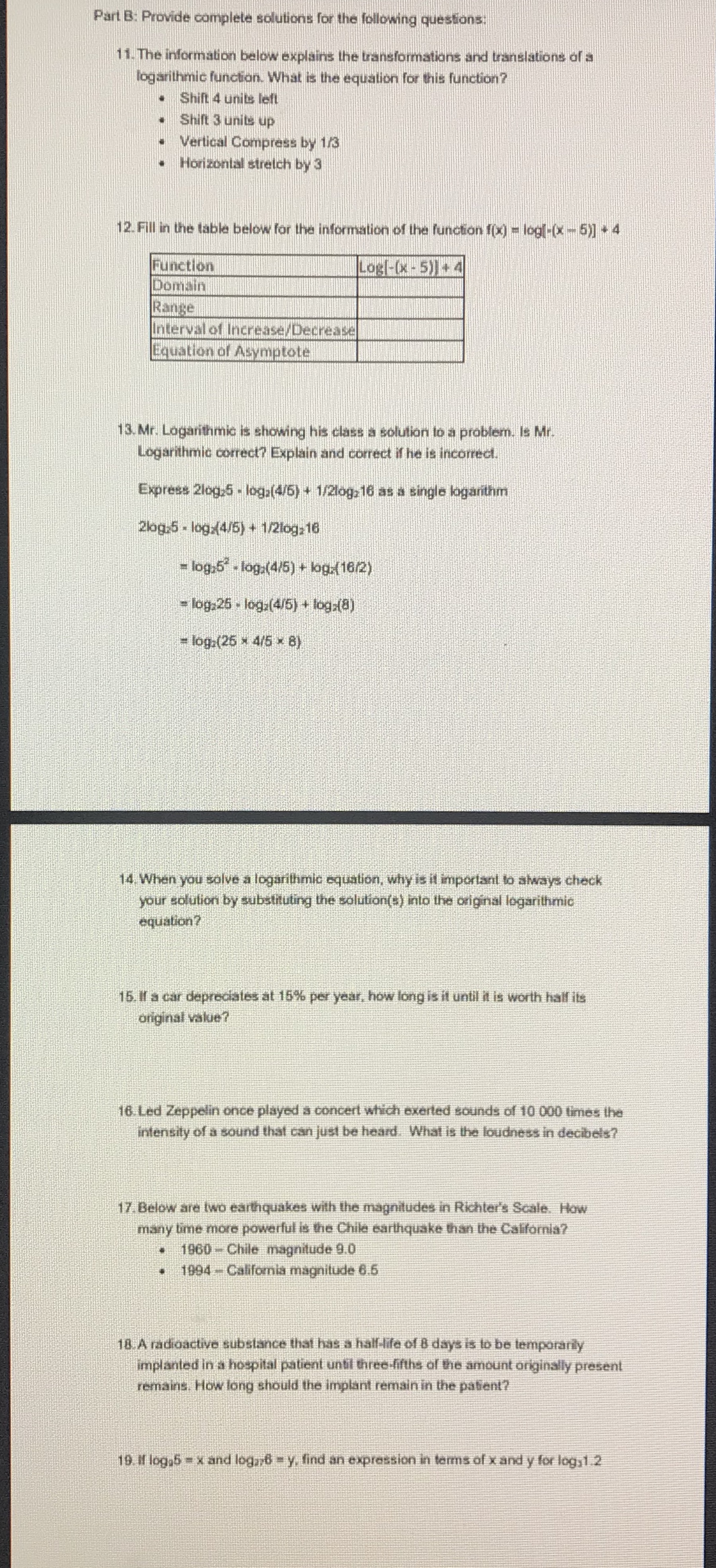 Can you please show fully solutions. Part B: