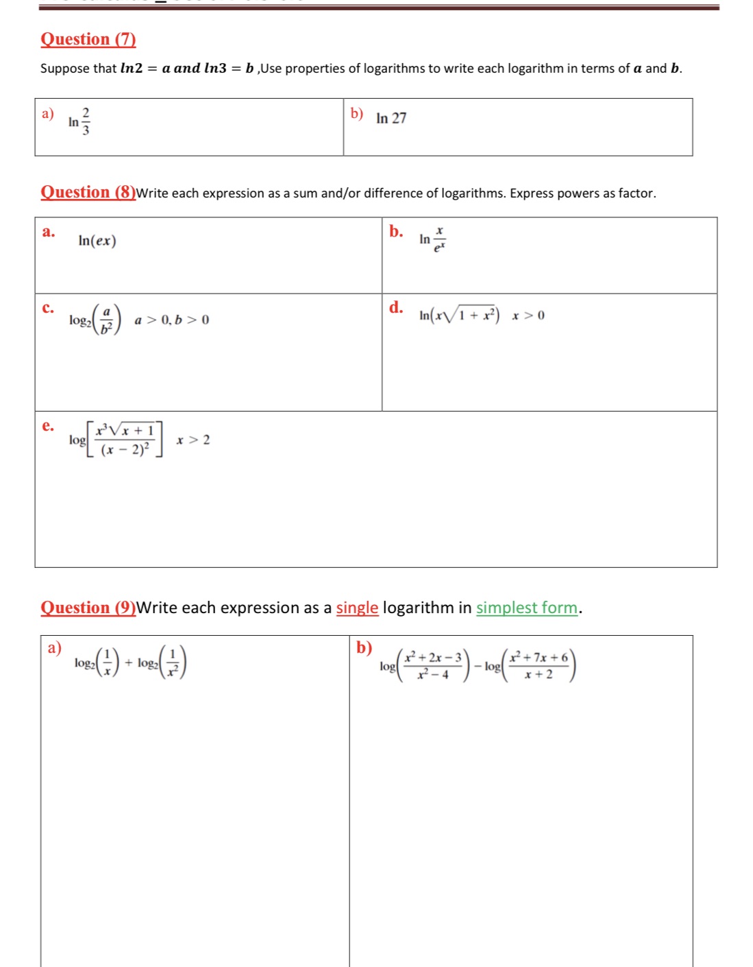 Question [71 Suppose that 1112 = a and [:13 = 13