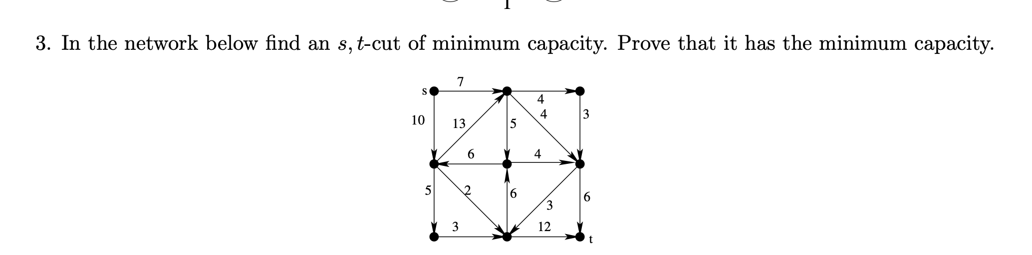 V l V 3. In the network below nd an s, tcut of