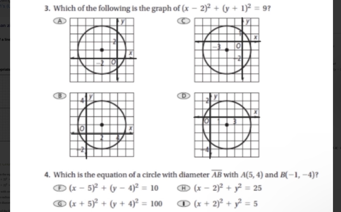 Multiple Choice Nath (Analytical Geo)Please