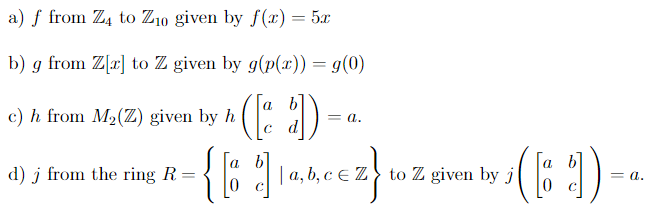 Determine if the following functions are ring
