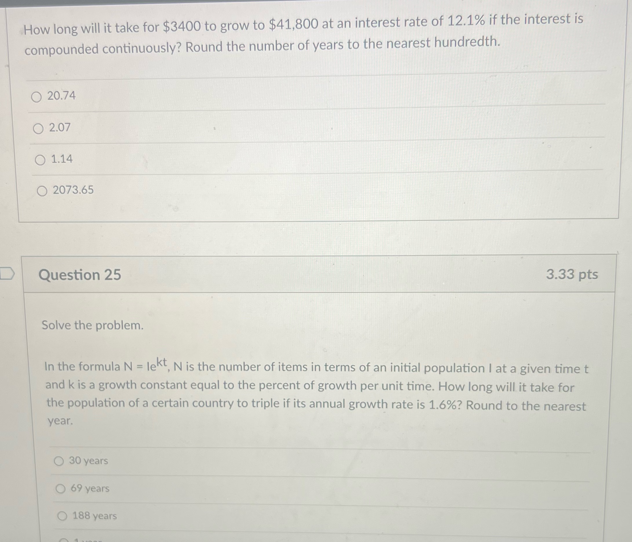 How long will it take for $3400 to grow to