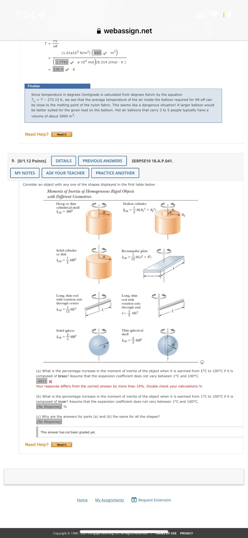 Please Help!!! 7:24 webassign.net T = FV OR