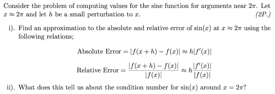 Consider the problem of computing values for the