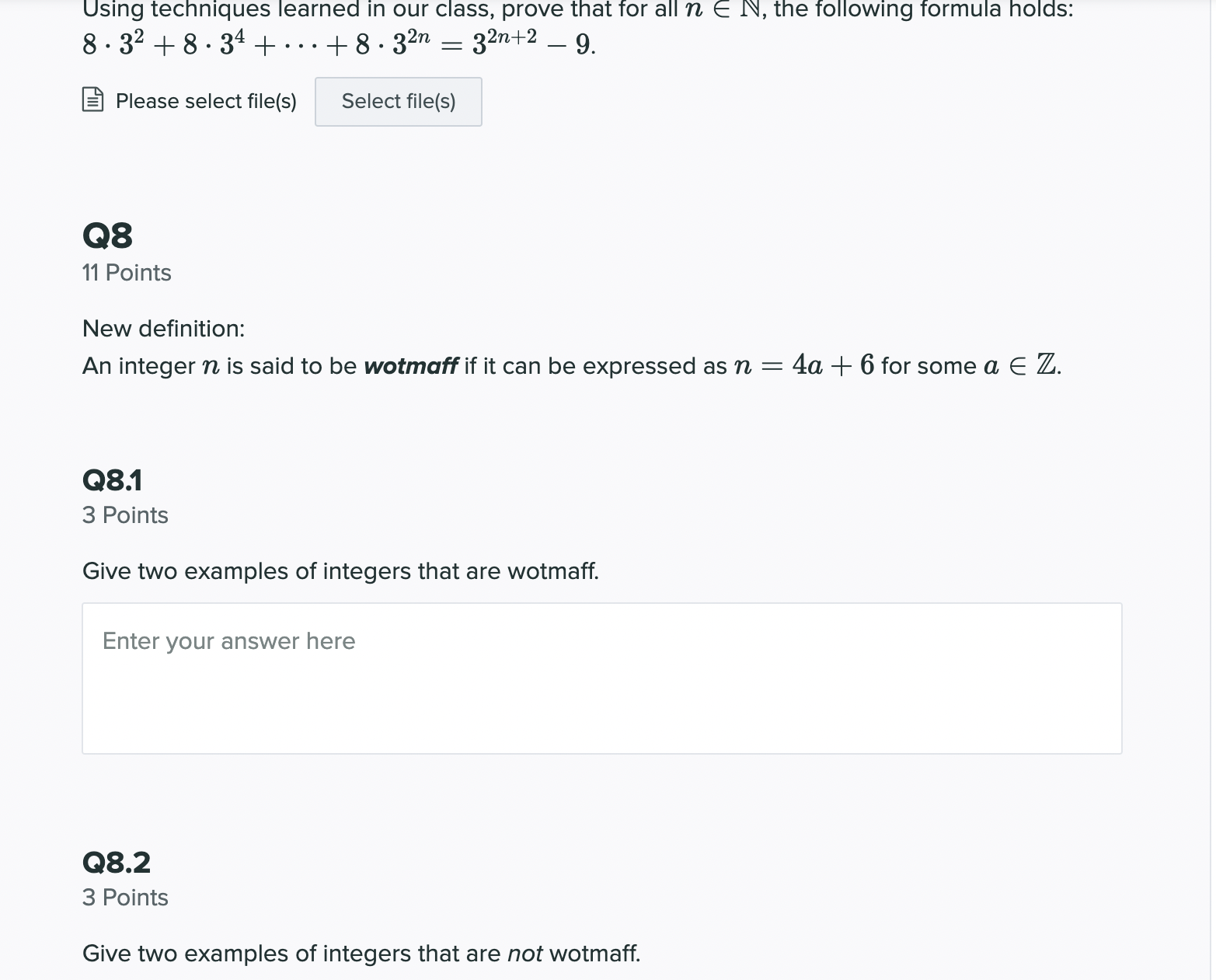 Using techniques learned in our class, prove that