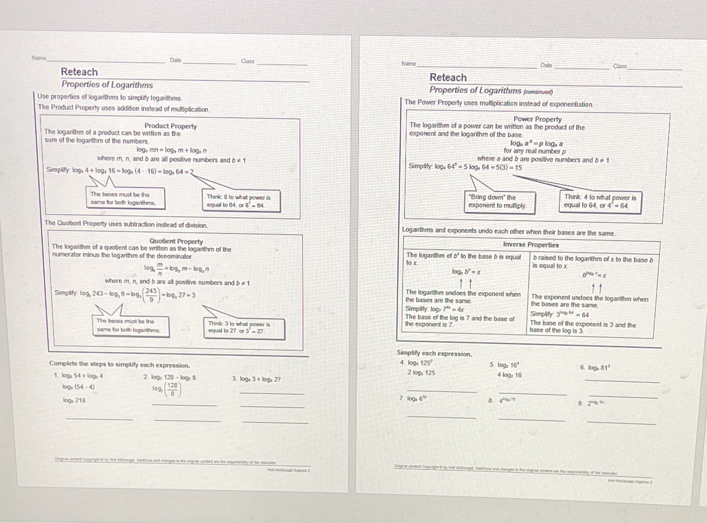 Help pls Name Date Class Name Reteach Reteach