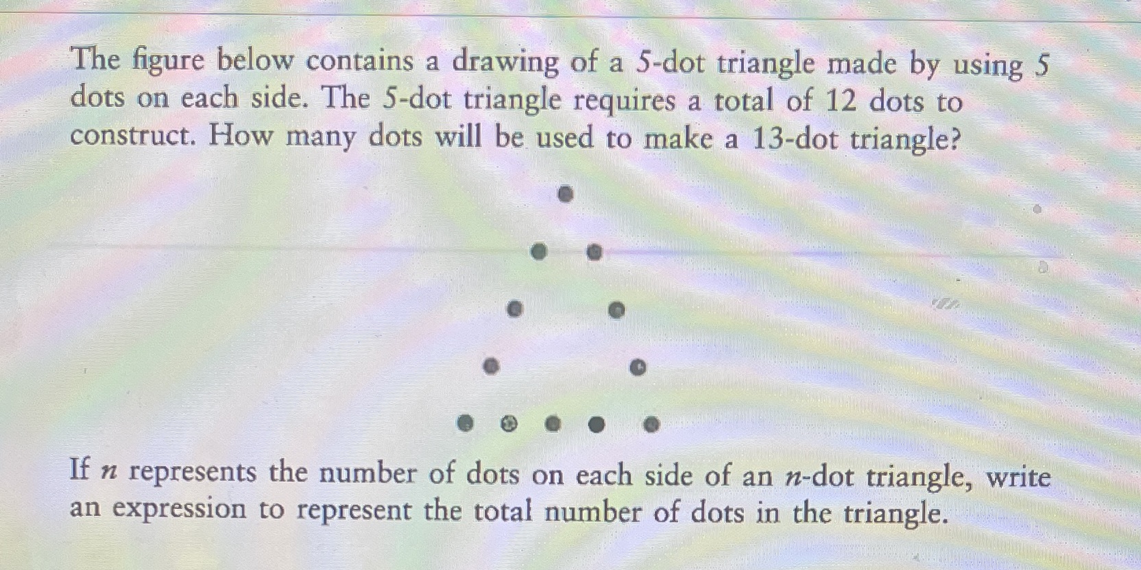 The figure below contains a drawing of a 5-dot