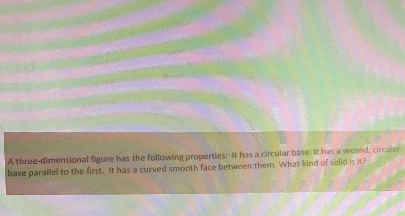 A three-dimensional figure has the following