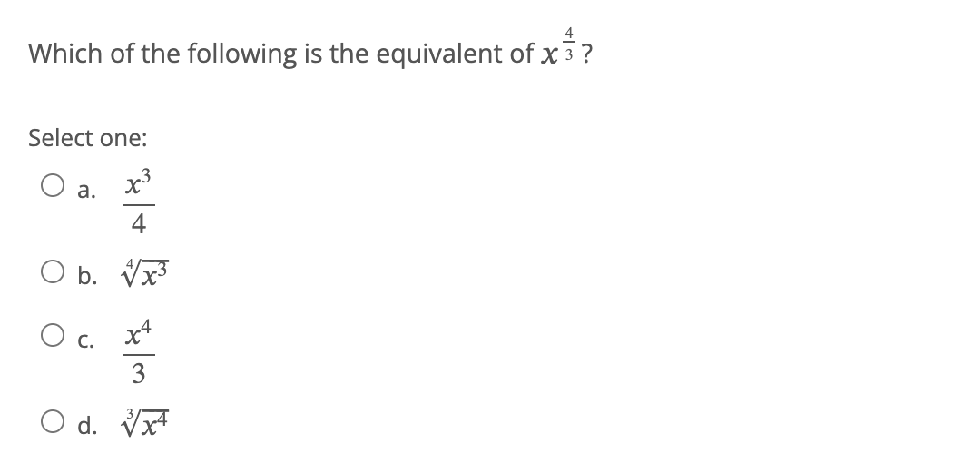 If pa = c, then Select one: O a. logpa = c O b.