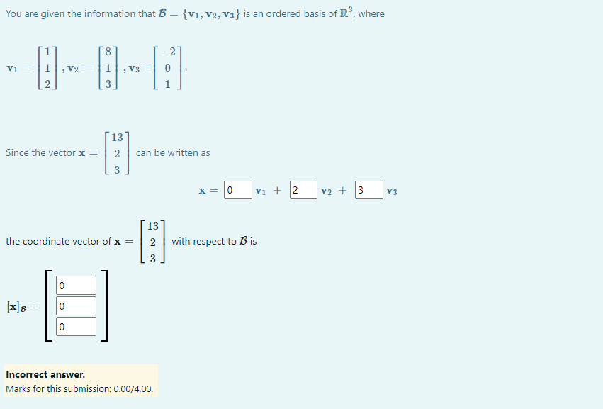 You are given the information that B = {v1, v2,