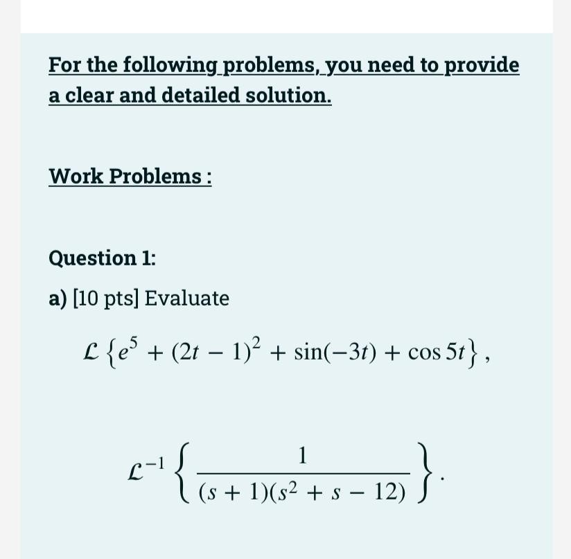 For the following problems, you need to provide a