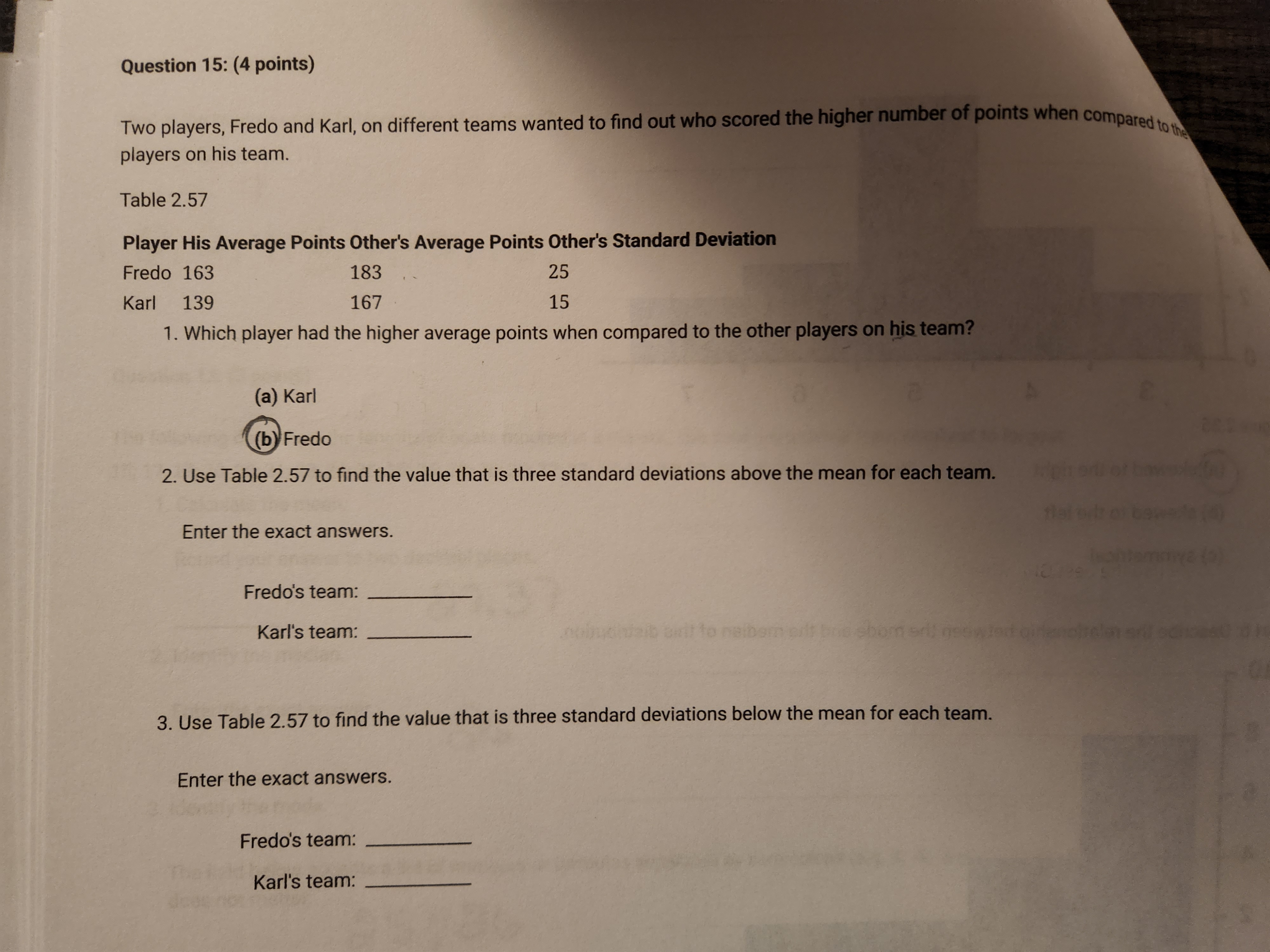 Question 15: (4 points) Two players, Fredo and