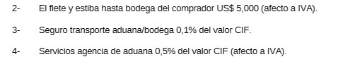 2- El flete y estiba hasta bodega del comprador