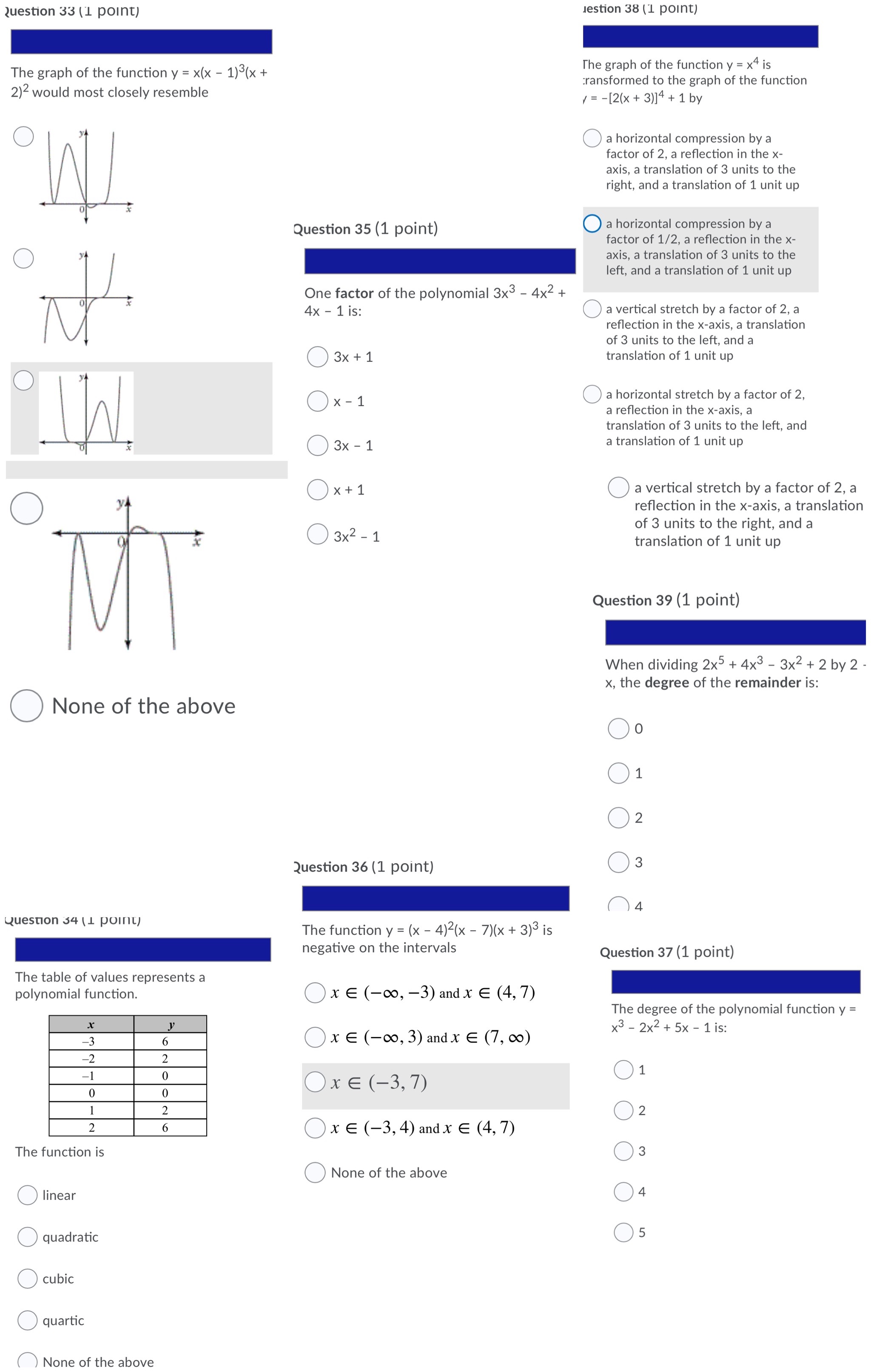 Advance functions 33 to 37 just the right answer