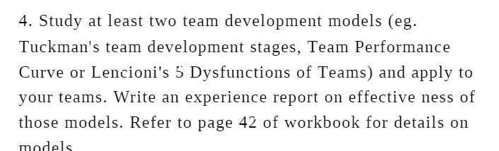 4. Study at least two team development models