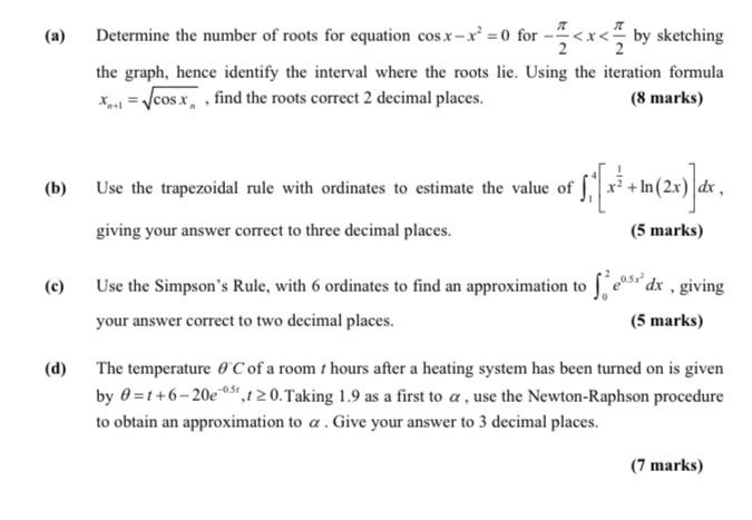 (a) Determine the number of roots for equation
