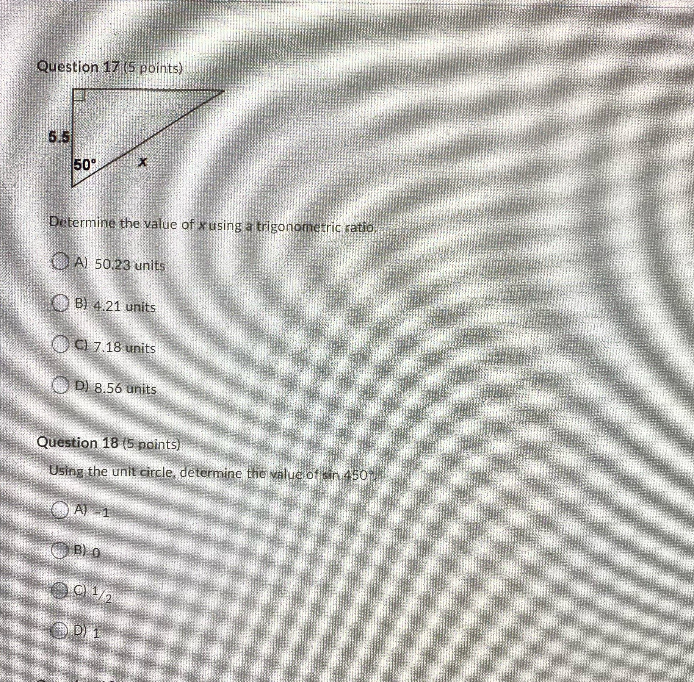 What is the choice for q17 and Q18? Please and